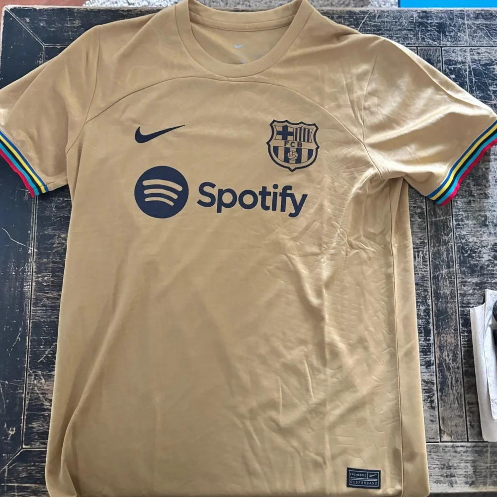 Nike | Shirts | Nike Cream Fc Barcelona Jersey | Poshmark